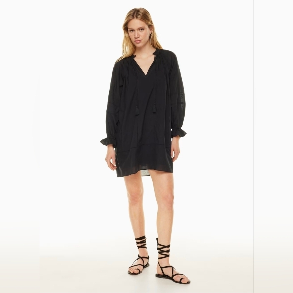 Aritzia Little Moon Livia Black Dress Organic Cotton Long Sleeve